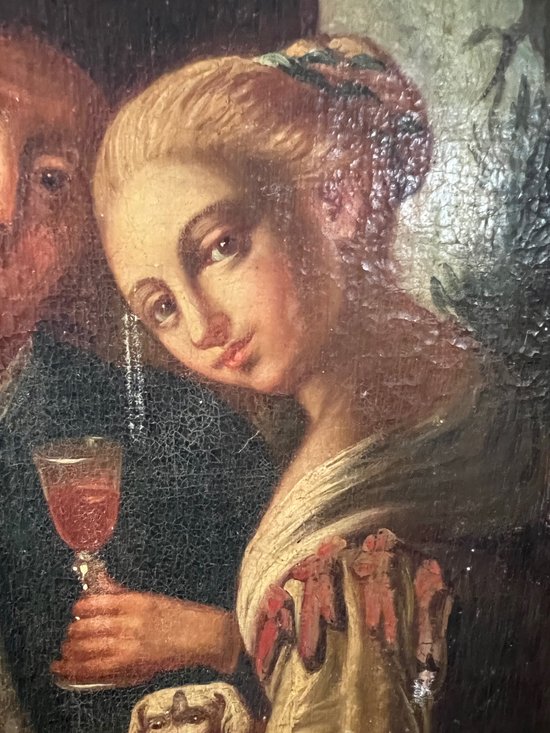 Gemälde Schule 18. Jahrhundert Liebespaar Ölgemälde auf Leinwand