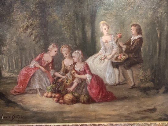 Une Paire De Huile Sur Toile Scène Galante Champêtre Fin XIXème Siècle