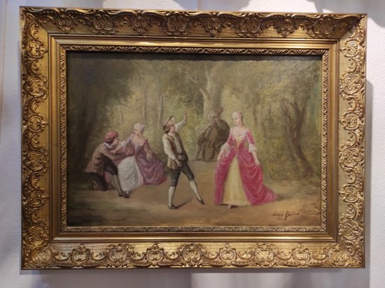 Une Paire De Huile Sur Toile Scène Galante Champêtre Fin XIXème Siècle