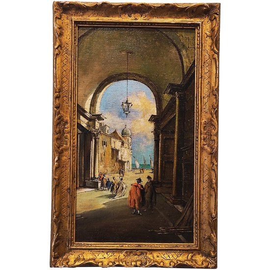 Gemälde XIX Ansicht Von Venedig Öl