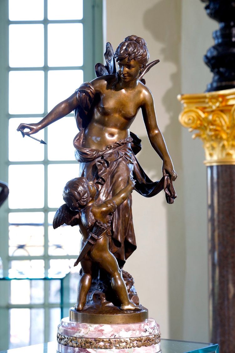 Sculpture " Psyche And Love " Signed Jean Bulio