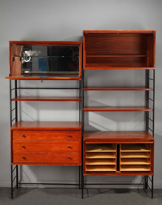 Libreria scandinava in legno anni '60
