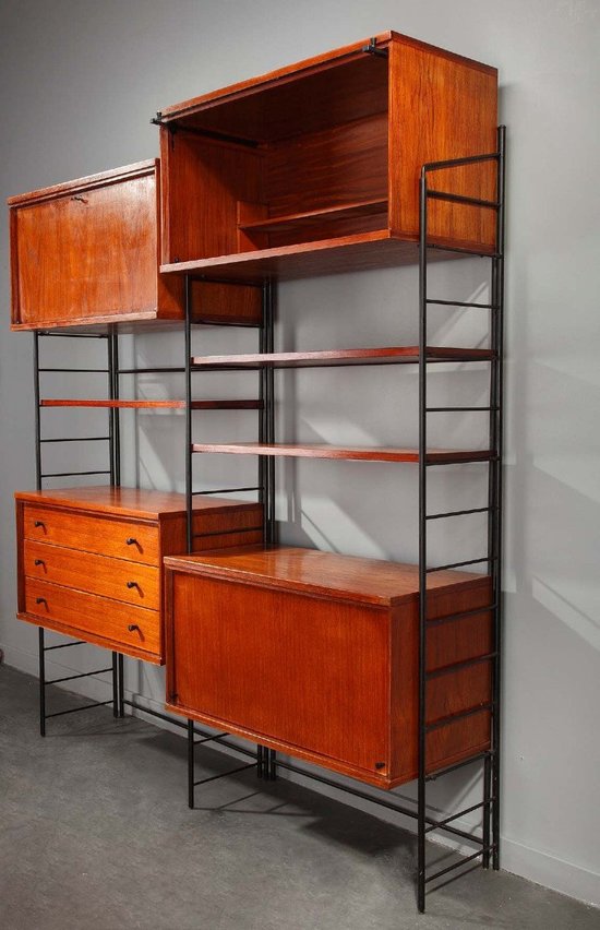 Libreria scandinava in legno anni '60