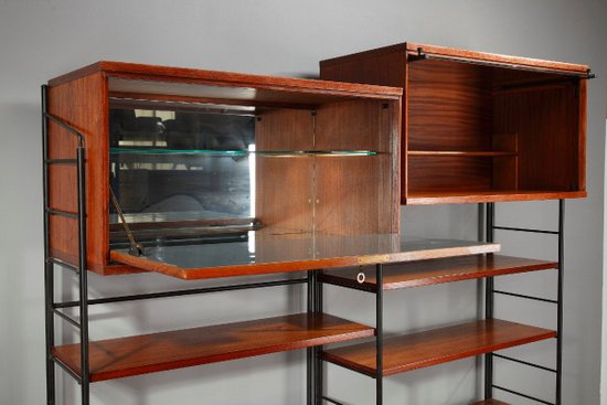 Libreria scandinava in legno anni '60