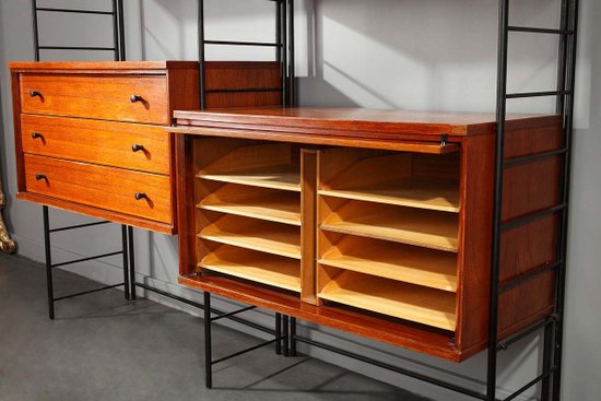 Libreria scandinava in legno anni '60
