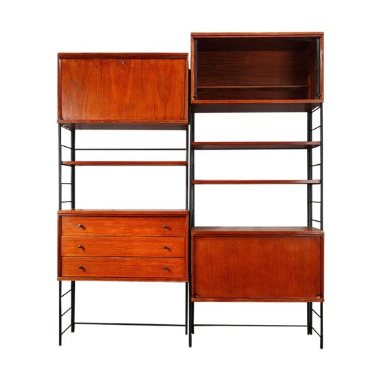 Libreria scandinava in legno anni '60