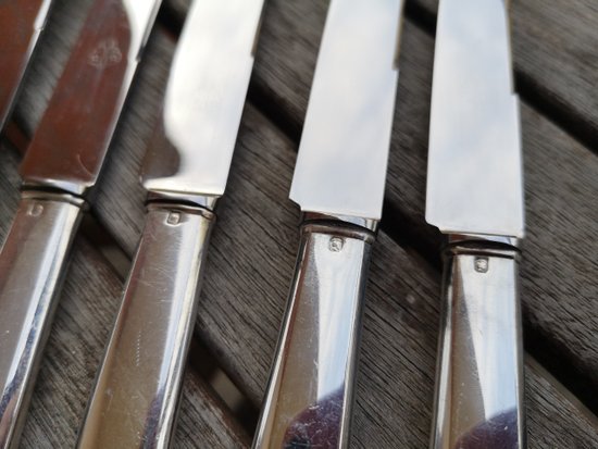 7 dessert knives with silver handles "vieux paris" model Tétard silverware