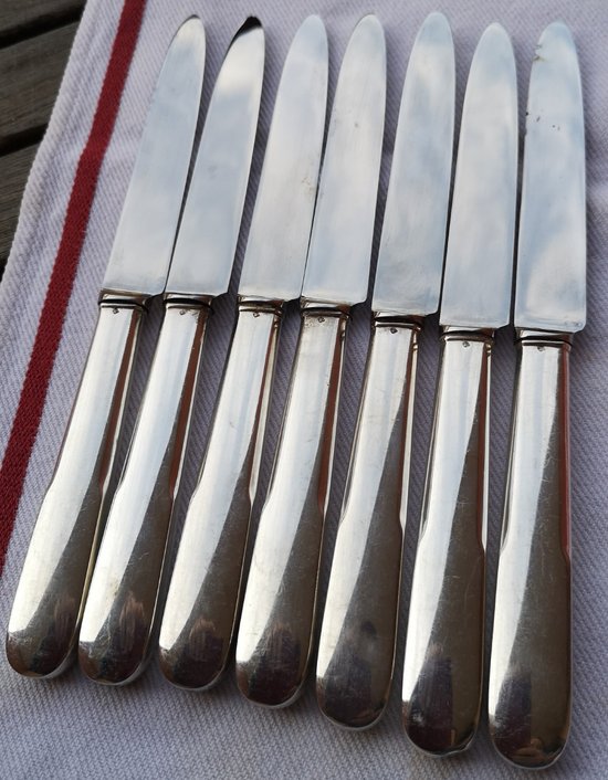 7 dessert knives with silver handles "vieux paris" model Tétard silverware