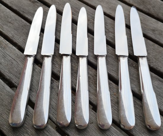 7 dessert knives with silver handles "vieux paris" model Tétard silverware