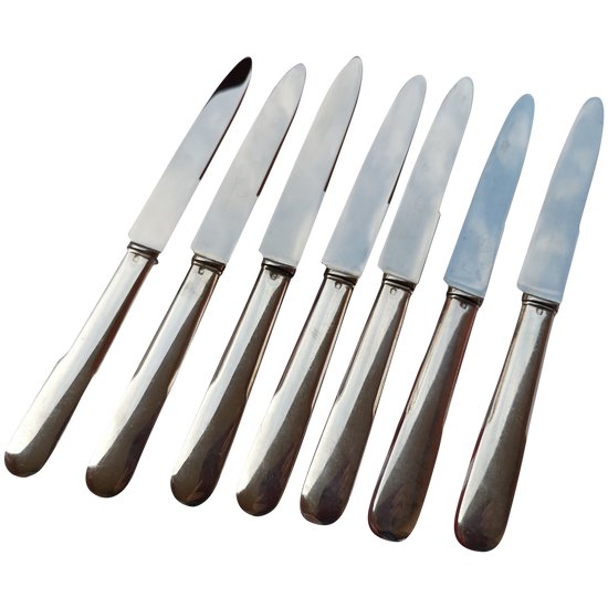 7 dessert knives with silver handles "vieux paris" model Tétard silverware