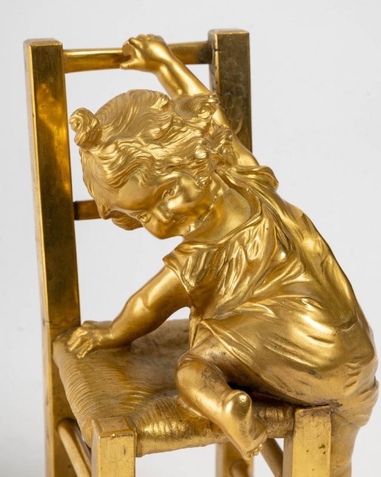 Coppia di sculture in bronzo dorato del XIX secolo