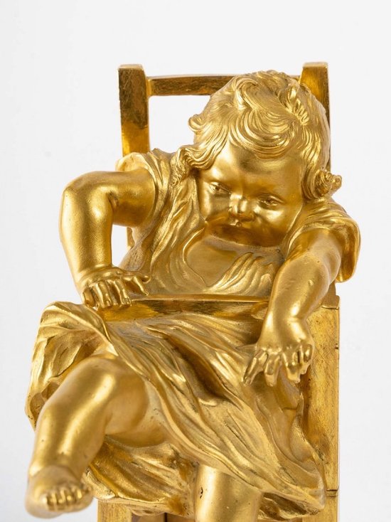 Coppia di sculture in bronzo dorato del XIX secolo