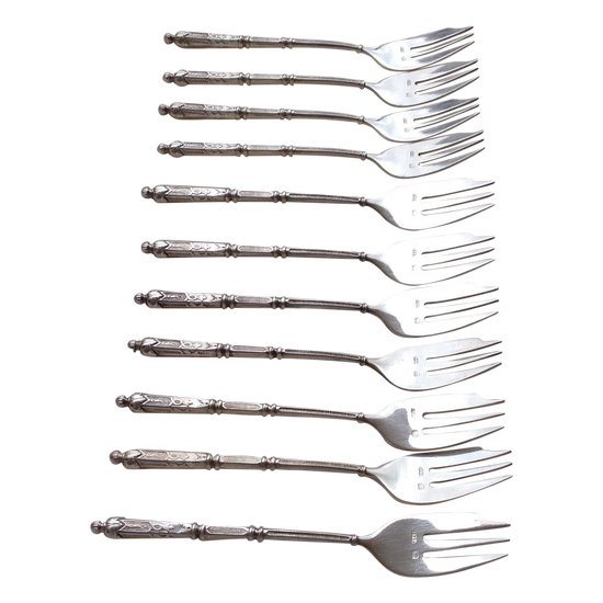 12 silver plated cake forks "Russian" model SFAM