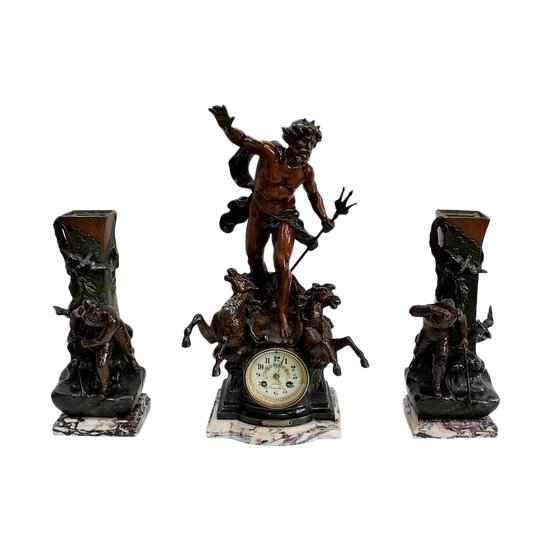 3 Piece Spelter Fireplace Set - Early 20th Century