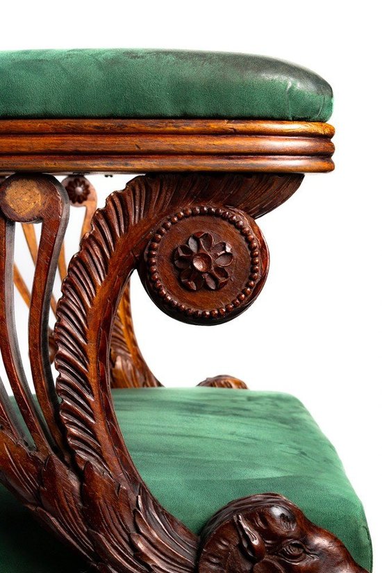 Fauteuil De Bureau En Bois Sculpté style Art nouveau XIXème Siècle