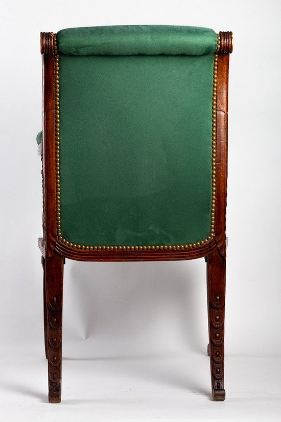 Fauteuil De Bureau En Bois Sculpté style Art nouveau XIXème Siècle