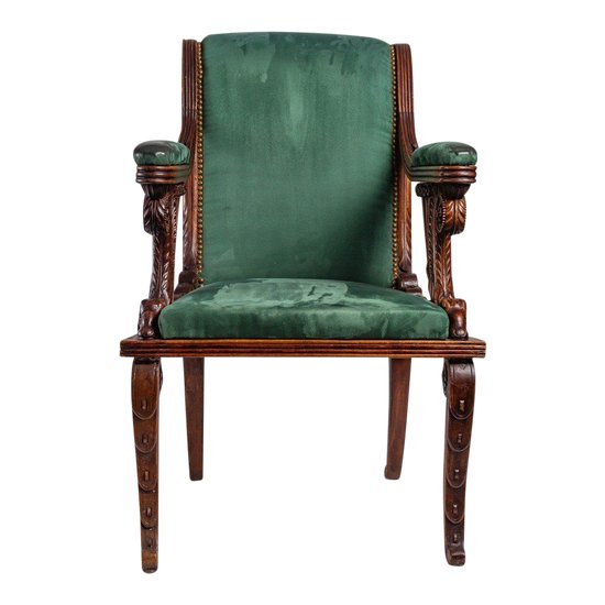 Fauteuil De Bureau En Bois Sculpté style Art nouveau XIXème Siècle