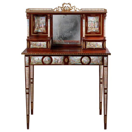 Secretaire in mogano e smalto fine XIX secolo