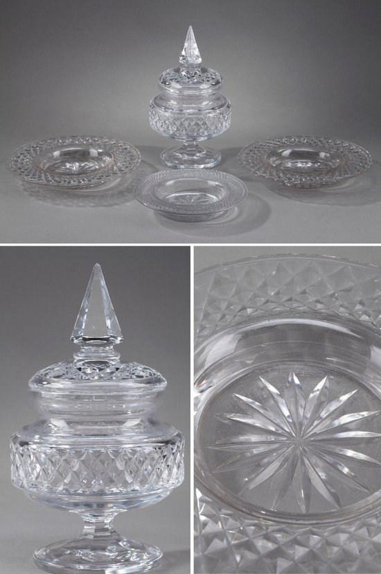 Set Of Three Plates And One Glass Candy Dish