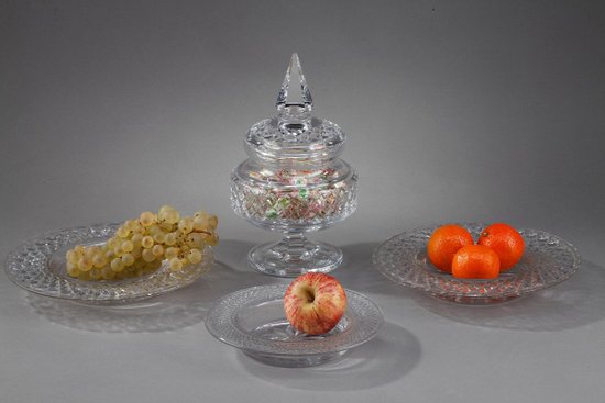 Set Of Three Plates And One Glass Candy Dish