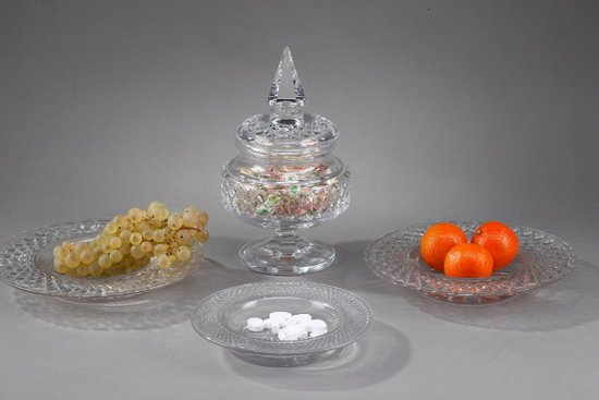 Set Of Three Plates And One Glass Candy Dish