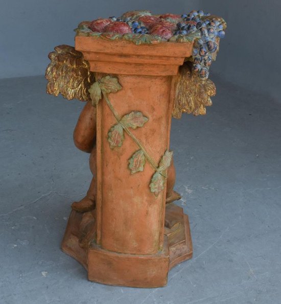 Paire De Bébés Bacchus En Terre Cuite Polychrome