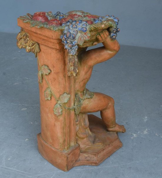 Paire De Bébés Bacchus En Terre Cuite Polychrome