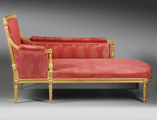 Chaise Longue  Bois Doré De Style Louis XVI Epoque Napoléon III