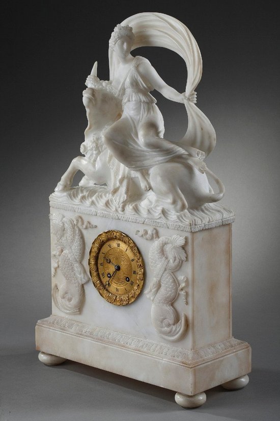 Alabaster clock "The Rape of Europa