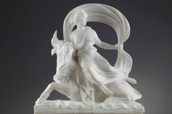 Alabaster clock "The Rape of Europa