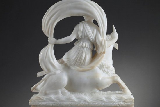Alabaster clock "The Rape of Europa