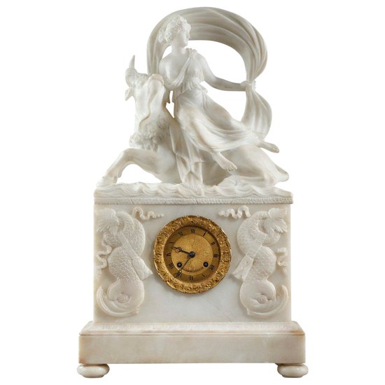 Alabaster clock "The Rape of Europa