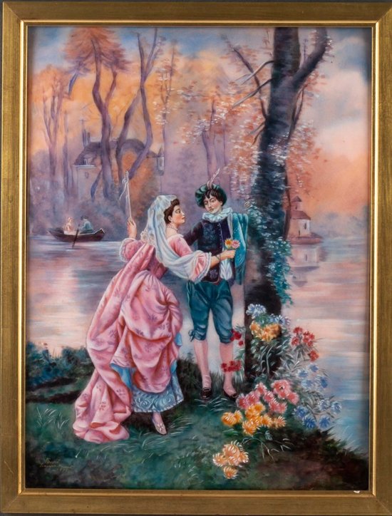 « Rendez-vous Galant » Tableau En émail De Limoges