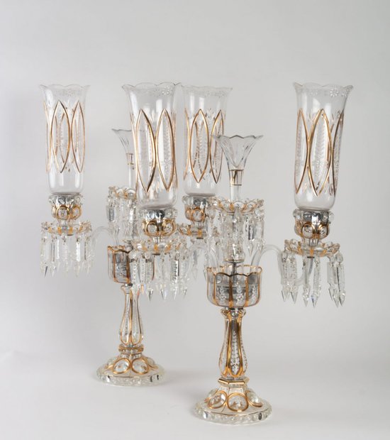 Paire de Girandoles en cristal à deux Bras De Lumière