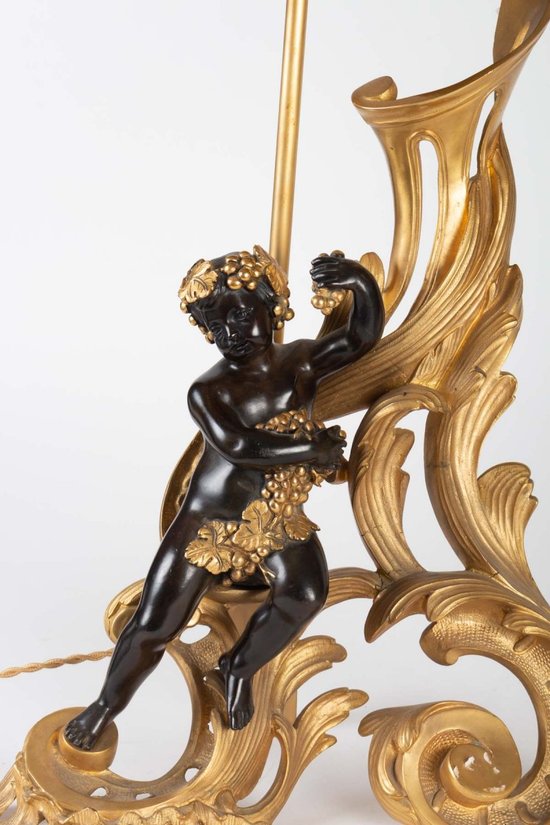 Paire De Chenets Montés En Lampes époque XIXe