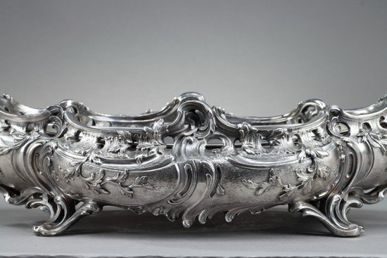 Important silver plated bronze jardinière in the Louis XV style, 19th century
