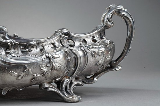 Important silver plated bronze jardinière in the Louis XV style, 19th century