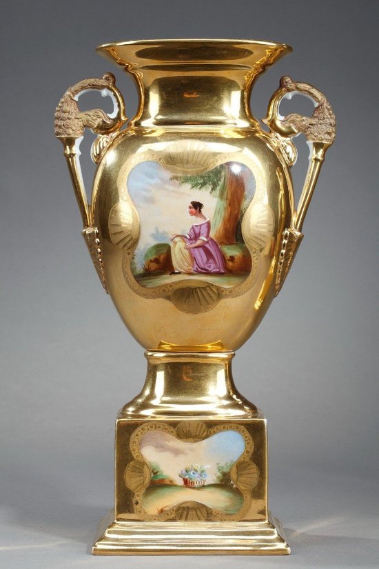 Pair Of Oratory Vases In Paris Porcelain