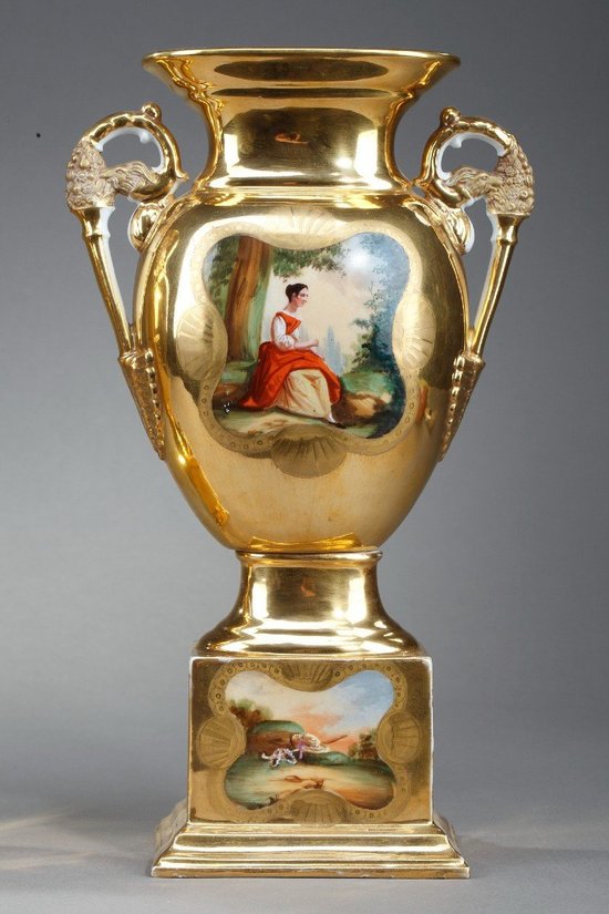 Pair Of Oratory Vases In Paris Porcelain