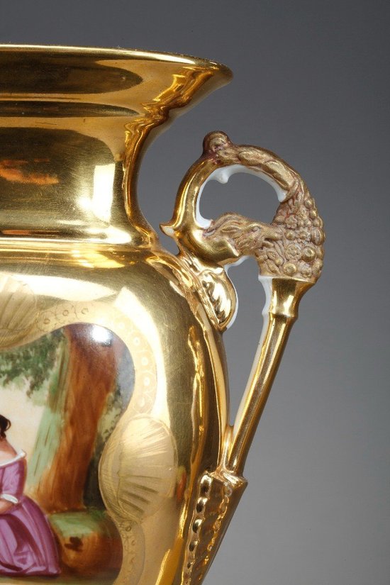 Pair Of Oratory Vases In Paris Porcelain