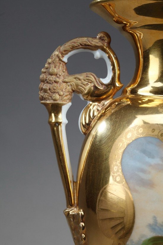 Pair Of Oratory Vases In Paris Porcelain