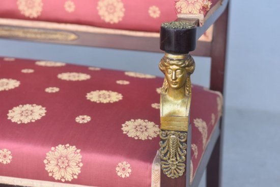Salon De Style Empire Acajou Et Bronze Doré XIXème
