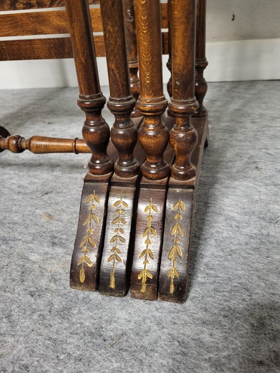 Pyrographed nesting tables XXth century