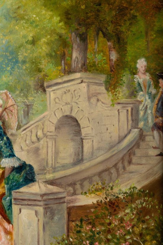 Oil On Canvas Romantic Scene XIXth Century