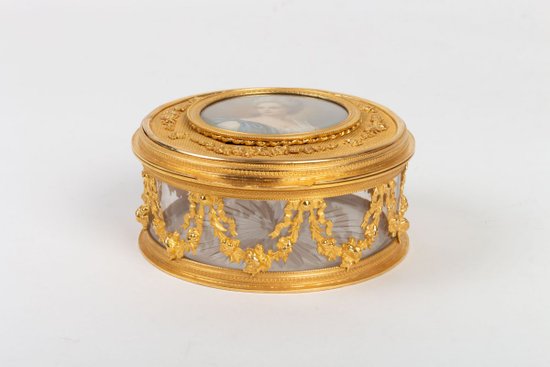 Crystal And Bronze Box, Ivory Painting, Louis XVI Style, Napoleon III Period
