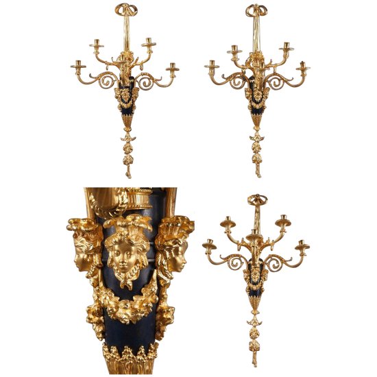 Monumentale Paar Wandleuchten Im Stil Louis XVI Nach Thomire