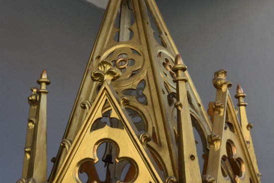 Church Canopy In Wood And Gilded Stucco In Gothic Style