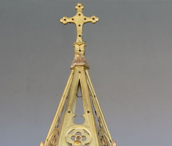 Church Canopy In Wood And Gilded Stucco In Gothic Style
