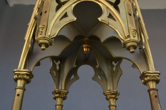 Church Canopy In Wood And Gilded Stucco In Gothic Style
