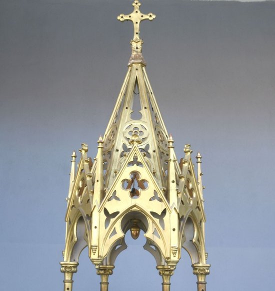 Church Canopy In Wood And Gilded Stucco In Gothic Style